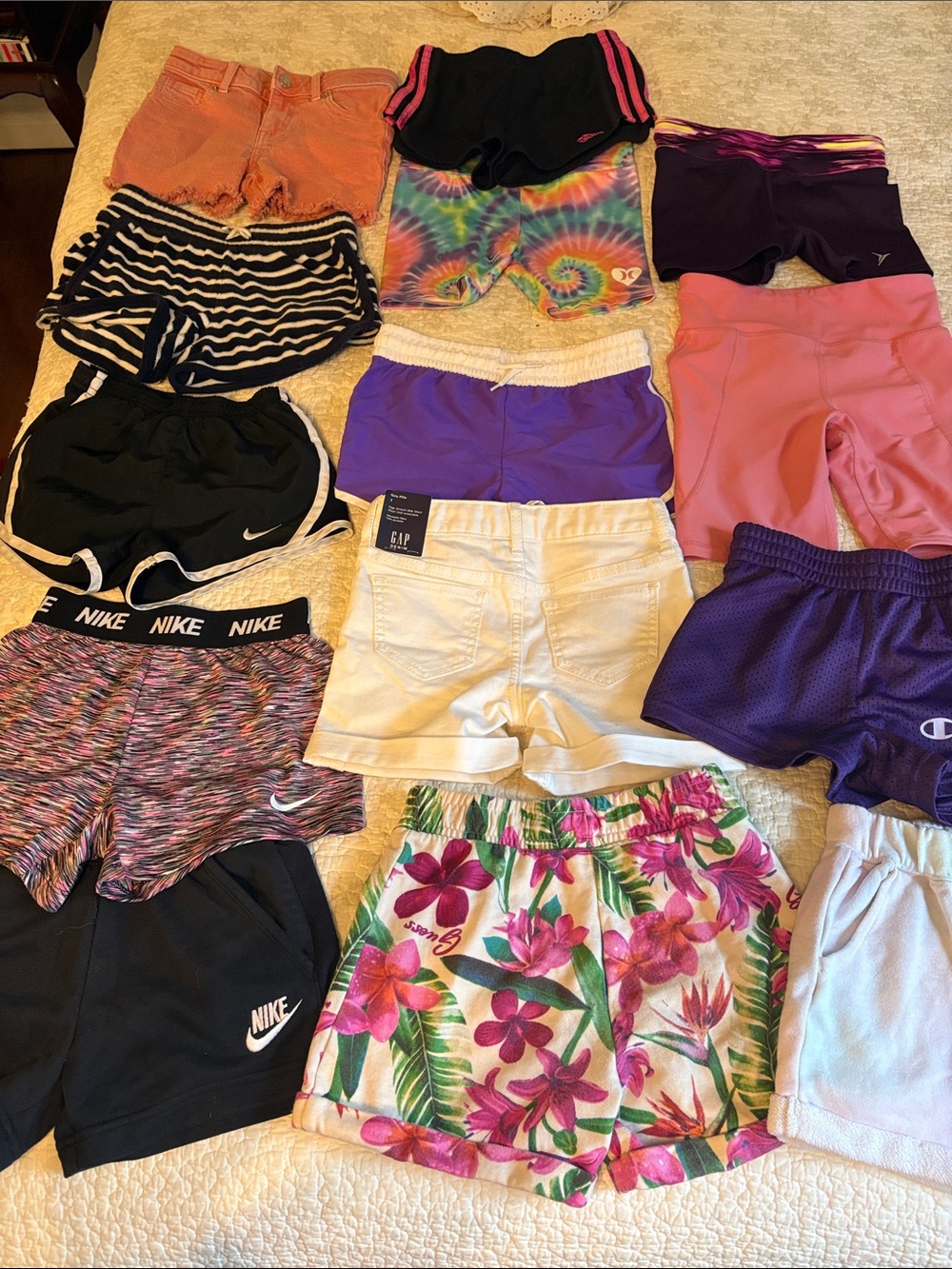 Nike Kids Shorts Lot — Black, Purple, Pink, White, Multicolor